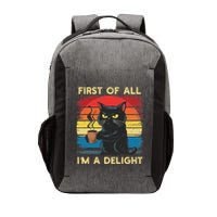 First Of All IM A Delight Sarcastic Angry Cat Coffee Retro Vector Backpack