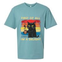 First Of All IM A Delight Sarcastic Angry Cat Coffee Retro Sueded Cloud Jersey T-Shirt