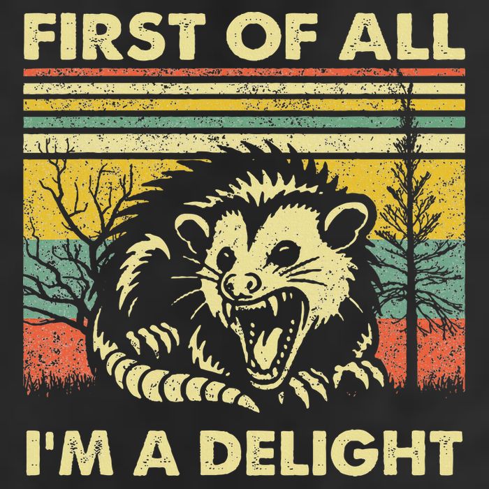 First Of All IM A Delight Sarcastic Angry Opossum Lover Garment-Dyed Fleece Hoodie