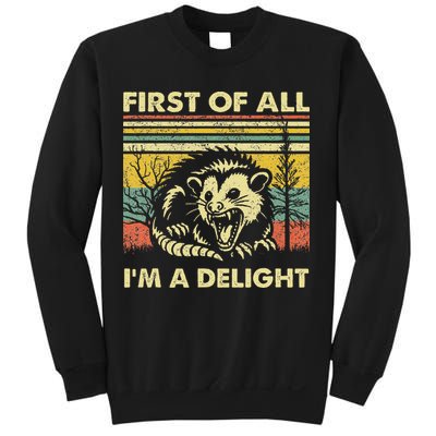 First Of All IM A Delight Sarcastic Angry Opossum Lover Sweatshirt
