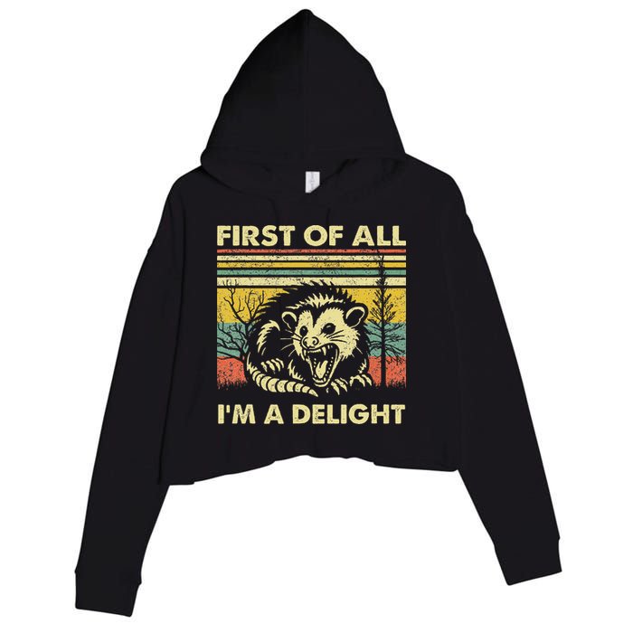 First Of All IM A Delight Sarcastic Angry Opossum Lover Crop Fleece Hoodie