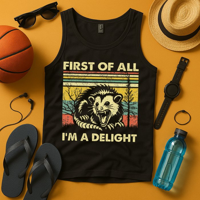 First Of All IM A Delight Sarcastic Angry Opossum Lover Tank Top