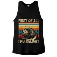 First Of All I'm A Delight Sarcastic Angry Opossum Possum  Ladies PosiCharge Tri-Blend Wicking Tank