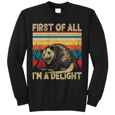 First Of All I'm A Delight Sarcastic Angry Opossum Possum  Sweatshirt