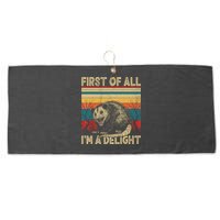 First Of All I'm A Delight Sarcastic Angry Opossum Possum  Large Microfiber Waffle Golf Towel