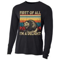 First Of All I'm A Delight Sarcastic Angry Opossum Possum  Cooling Performance Long Sleeve Crew