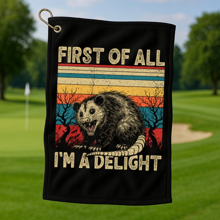 First Of All I'm A Delight Sarcastic Angry Opossum Possum  Golf Towel