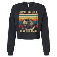 First Of All I'm A Delight Sarcastic Angry Opossum Possum  Cropped Pullover Crew