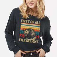 First Of All I'm A Delight Sarcastic Angry Opossum Possum  Cropped Pullover Crew