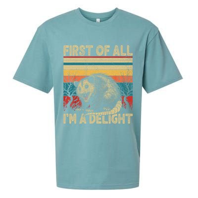 First Of All I'm A Delight Sarcastic Angry Opossum Possum  Sueded Cloud Jersey T-Shirt