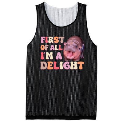 First Of All IM A Delight Moodeng Funny Meme Saying Mesh Reversible Basketball Jersey Tank