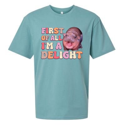 First Of All IM A Delight Moodeng Funny Meme Saying Sueded Cloud Jersey T-Shirt