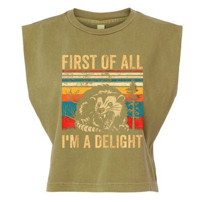 First Of All IM A Delight Sarcastic Angry Opossum Possum Garment-Dyed Women's Muscle Tee