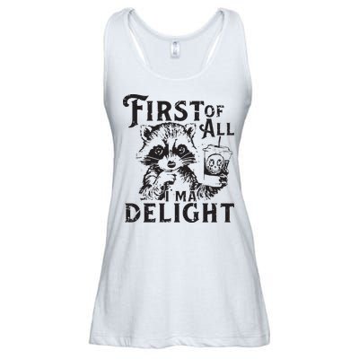 First Of All IM A Delight Funny Raccoon Ladies Essential Flowy Tank