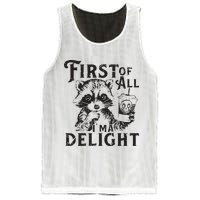First Of All IM A Delight Funny Raccoon Mesh Reversible Basketball Jersey Tank