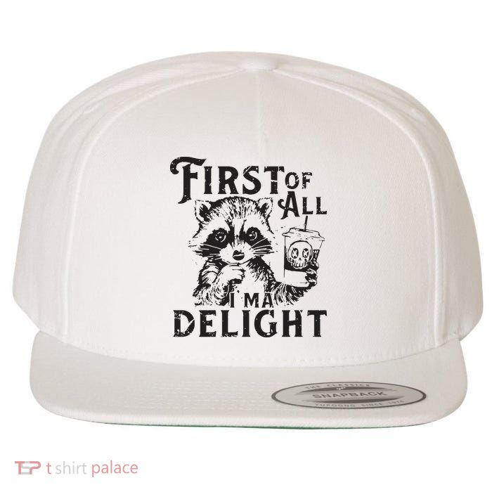 First Of All IM A Delight Funny Raccoon Wool Snapback Cap