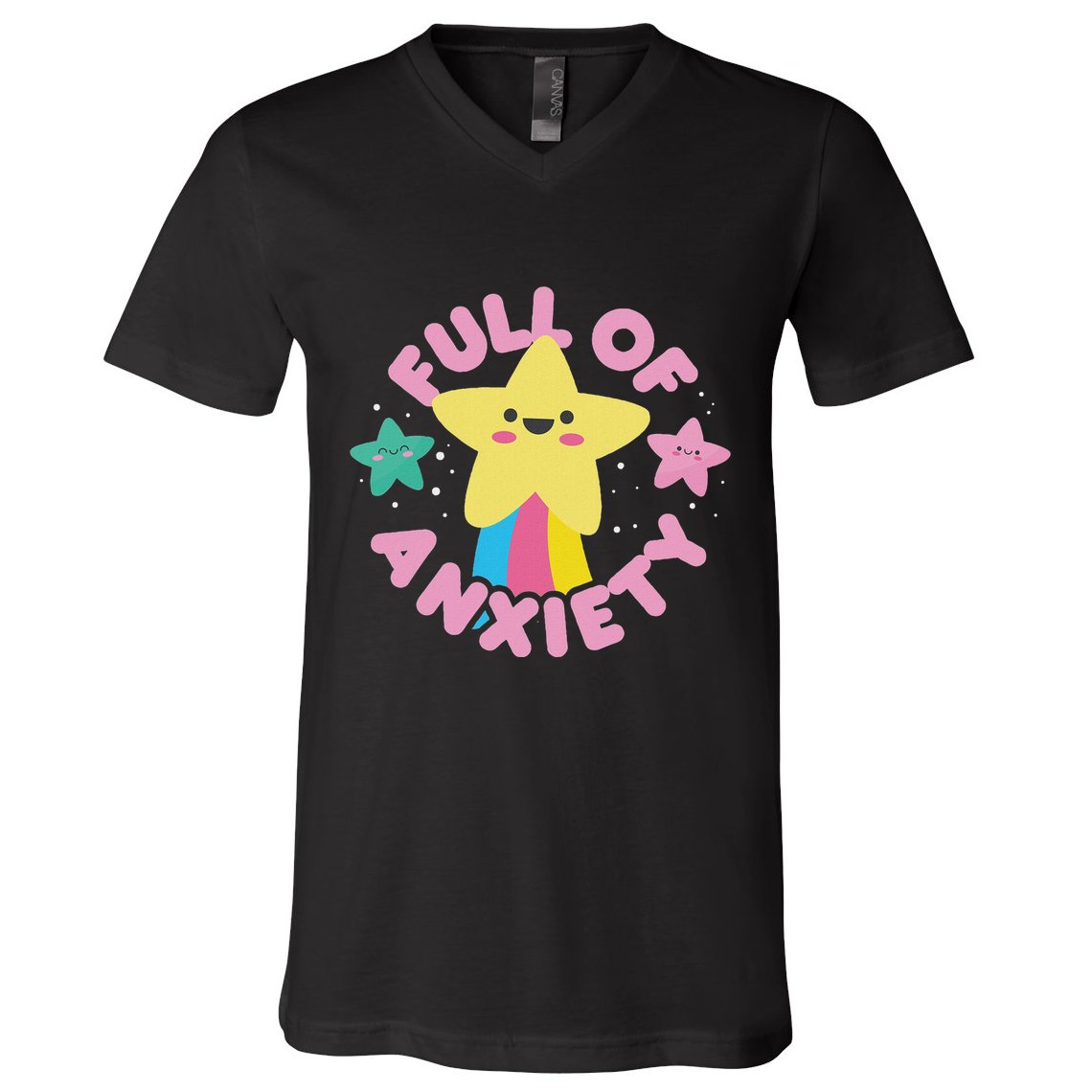 Full Of Anxiety Cute Kawaii Kawaii Goth Pastel Goth V-Neck T-Shirt