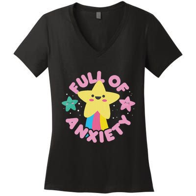 Full Of Anxiety Cute Kawaii Kawaii Goth Pastel Goth Women's V-Neck T-Shirt