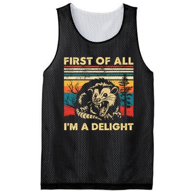 First Of All IM A Delight Sarcastic Angry Opossum Possum Mesh Reversible Basketball Jersey Tank