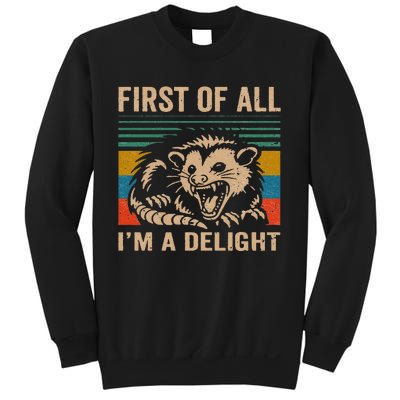 First Of All IM A Delight Sarcastic Angry Opossum Lover Sweatshirt