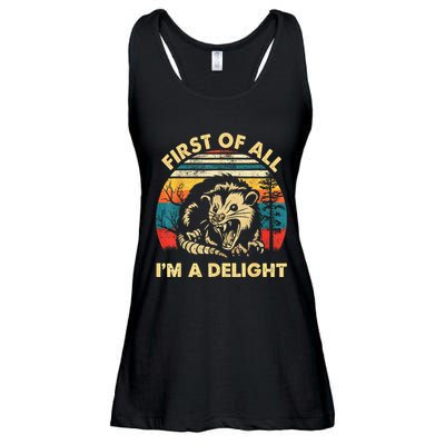 First Of All IM A Delight Sarcastic Angry Opossum Ladies Essential Flowy Tank