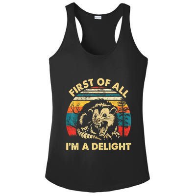 First Of All IM A Delight Sarcastic Angry Opossum Ladies PosiCharge Competitor Racerback Tank