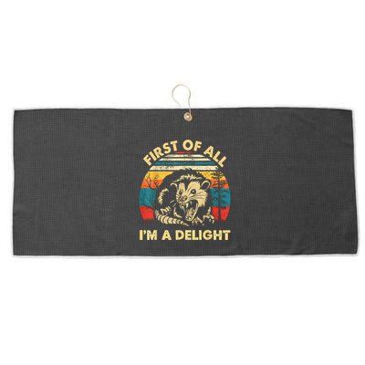 First Of All IM A Delight Sarcastic Angry Opossum Large Microfiber Waffle Golf Towel