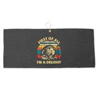 First Of All IM A Delight Sarcastic Angry Opossum Large Microfiber Waffle Golf Towel