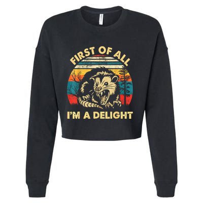 First Of All IM A Delight Sarcastic Angry Opossum Cropped Pullover Crew