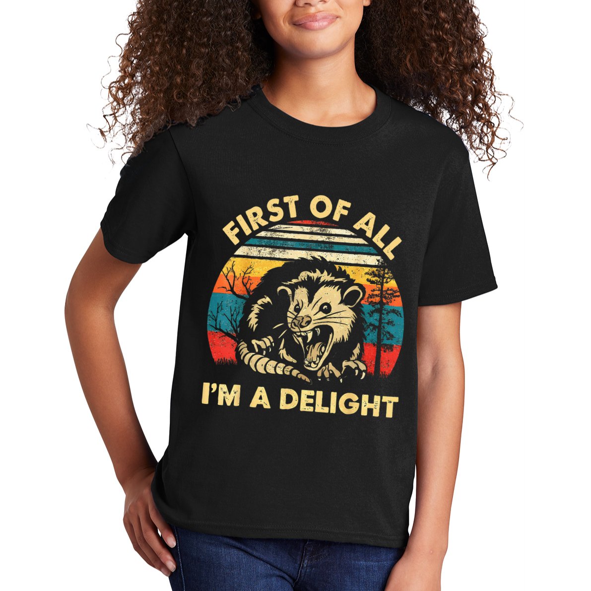First Of All IM A Delight Sarcastic Angry Opossum Kids T-Shirt