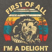 First Of All IM A Delight Sarcastic Angry Opossum Cotton Canvas Backpack
