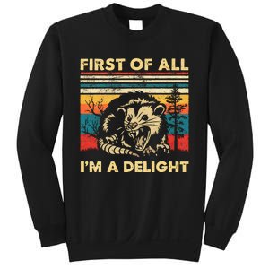 First Of All IM A Delight Sarcastic Angry Opossum Possum Sweatshirt