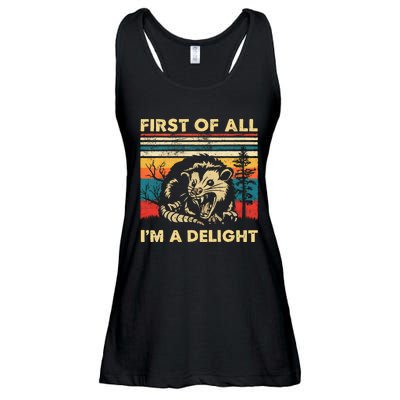 First Of All IM A Delight Sarcastic Angry Opossum Possum Ladies Essential Flowy Tank