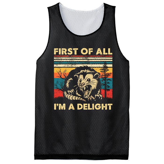 First Of All IM A Delight Sarcastic Angry Opossum Possum Mesh Reversible Basketball Jersey Tank