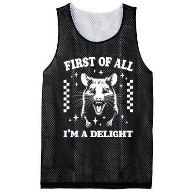 First Of All IM A Delight Sarcastic Angry Opossum Mesh Reversible Basketball Jersey Tank