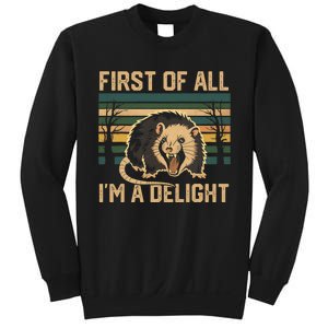 First Of All IM A Delight Sarcastic Angry Opossum Possum Sweatshirt