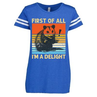 First Of All IM A Delight Sarcastic Angry Opossum Possum Enza Ladies Jersey Football T-Shirt