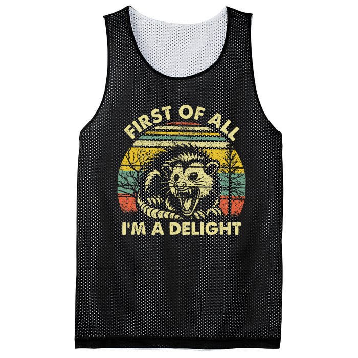 First Of All IM A Delight Sarcastic Angry Opossum Possum Mesh Reversible Basketball Jersey Tank