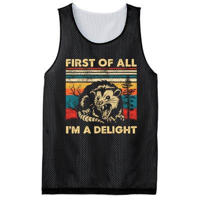 First Of All IM A Delight Sarcastic Angry Opossum Possum Trending Design Mesh Reversible Basketball Jersey Tank