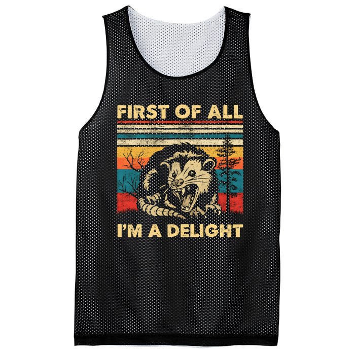 First Of All IM A Delight Sarcastic Angry Opossum Possum Trending Design Mesh Reversible Basketball Jersey Tank