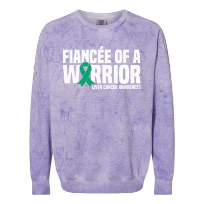 Fiancee Of A Warrior Liver Cancer Awareness Meaningful Gift Colorblast Crewneck Sweatshirt