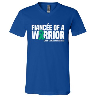 Fiancee Of A Warrior Liver Cancer Awareness Meaningful Gift V-Neck T-Shirt