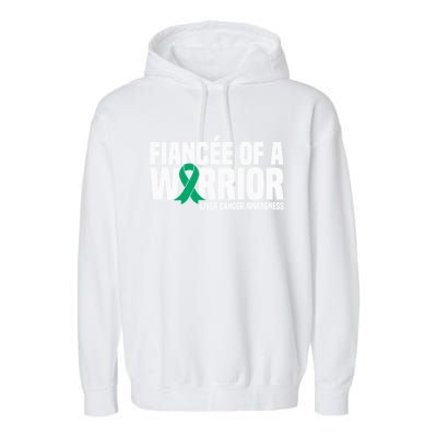 Fiancee Of A Warrior Liver Cancer Awareness Meaningful Gift Garment-Dyed Fleece Hoodie