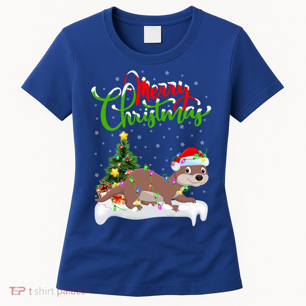 Funny Otter Animal Lover Xmas Lighting Otter Christmas Funny Gift Women's T-Shirt