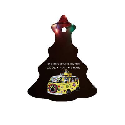 Funny On A Dark Desert Highway Dog Feel Cool Wind In My Hair Gift Ceramic Tree Ornament