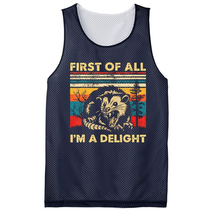 First Of All IM A Delight Sarcastic Angry Opossum Lover Mesh Reversible Basketball Jersey Tank