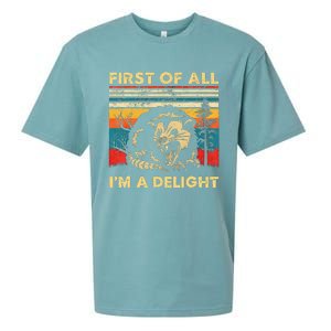 First Of All IM A Delight Sarcastic Angry Opossum Lover Sueded Cloud Jersey T-Shirt