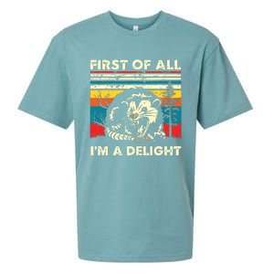 First Of All Im A Delight Sarcastic Angry Opossum Possum Sueded Cloud Jersey T-Shirt