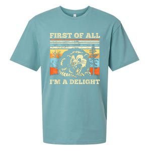 First Of All Im A Delight Sarcastic Angry Opossum Possum Sueded Cloud Jersey T-Shirt