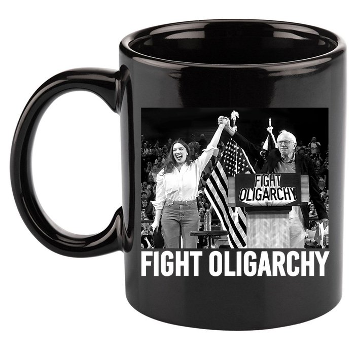 Fight Oligarchy Bernie Sanders And AOC Freedom US Anti Trump  11oz C Handle Ceramic Mug